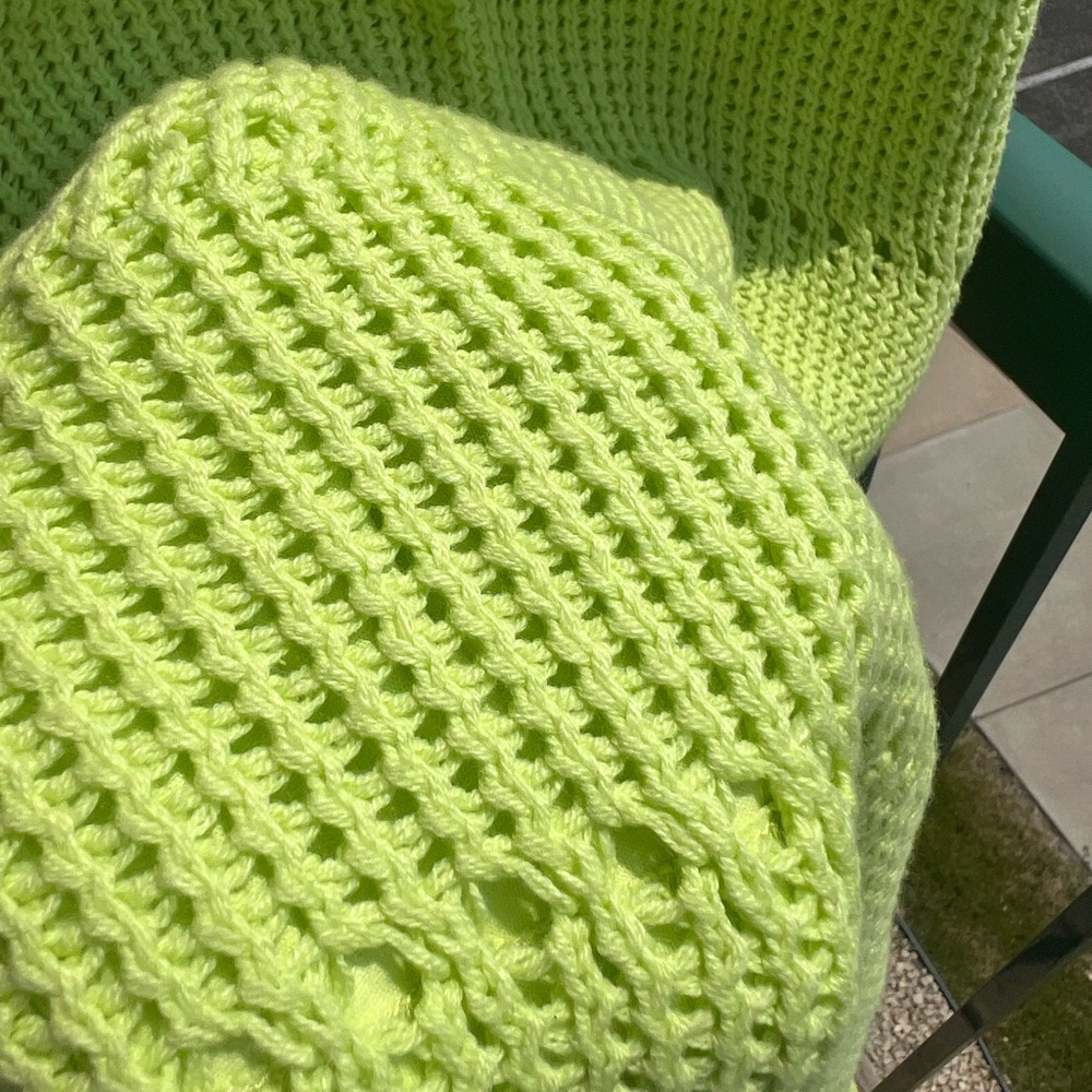 🆕Rachel Zoe Neon Lime Crochet Knit Maxi Dress Size S Boho Resort Beach Cover-Up - Picture 10 of 15